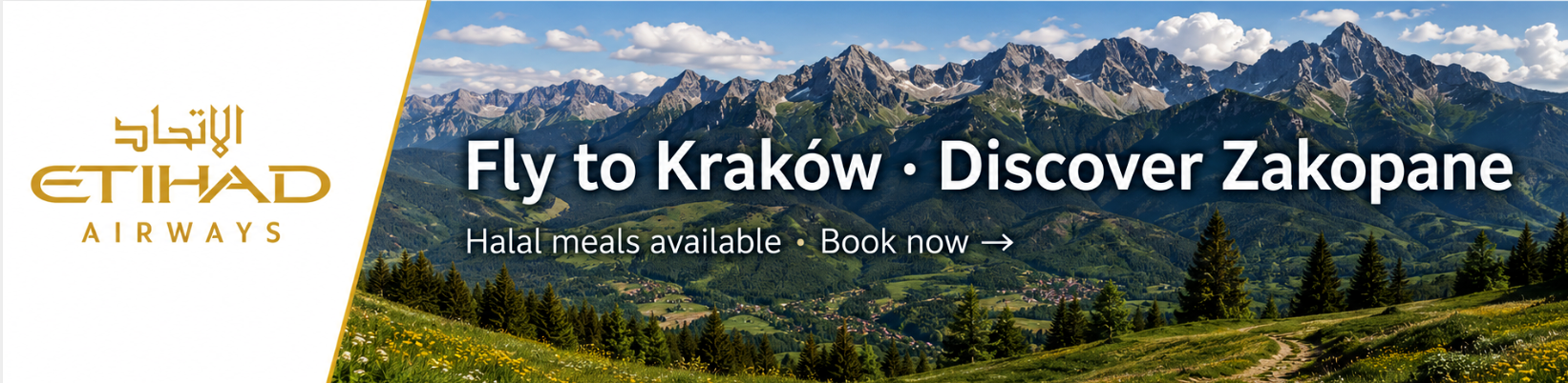 Fly to Kraków with Etihad Airways – Halal meals on board